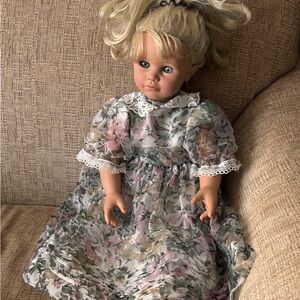 Floral Dress Doll with Blonde Hair